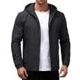 thumbnail image 2 of Men's Windbreaker Jackets Casual Trendy Long Sleeve Jacket with Hood Lightweight Outdoor Running Hiking Classic Fit Rain Jacket Black 7XL, 2 of 6