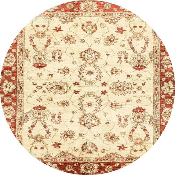 Ahgly Company Indoor Round Abstract Orange Oriental Area Rugs, 8' Round