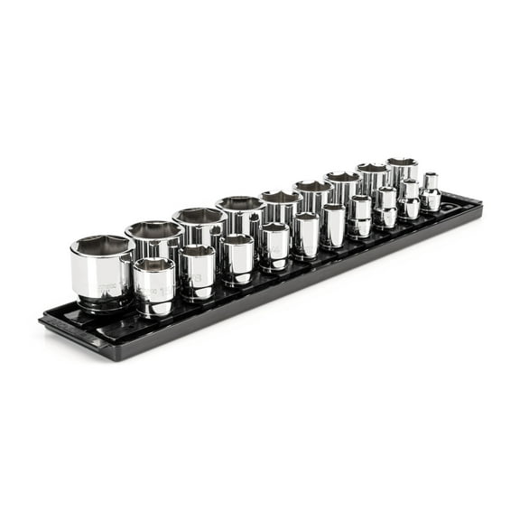 TEKTON 1/2 Inch Drive 6-Point Socket Set with Rails, 19-Piece (3/8-1-1/2 in.) | SHD92122