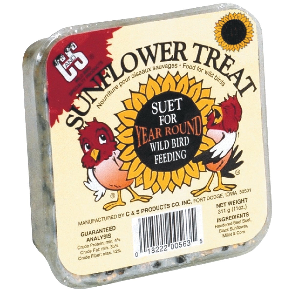 C&S Products Sunflower Treat Wild Bird Suet [Set of 3]