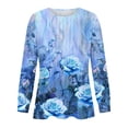 thumbnail image 4 of Drses Women's Puff Long Sleeve Tunic Tops Pleated Crew Neck Blouses Dressy Casual Loose Summer and Fall T-Shirts, 4 of 5