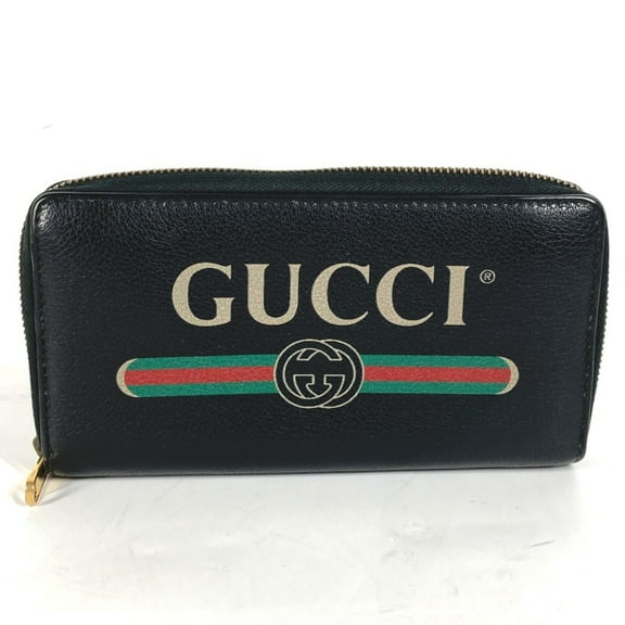 Pre-Owned Gucci 496317 Long wallet Zip Around Long Wallet Black (Good)