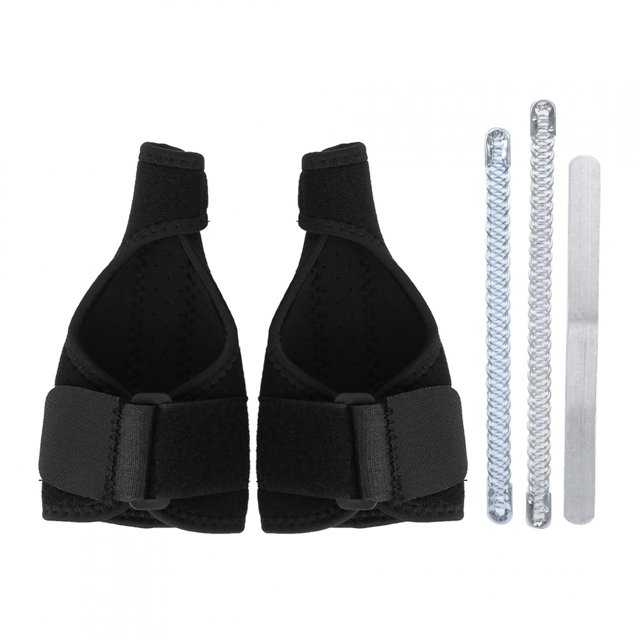 1 par de protectores de dedos para lesiones del pulgar, daños en la vaina, placa de acero de compresión, equipo de protección fijo para bádminton, baloncesto, deportes, negro