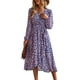 thumbnail image 1 of Vestido PRETTYGARDEN cruzado con escote en V, estampado floral, azul marino, talla grande, 1 of 5