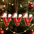 thumbnail image 5 of Santa Suit Letter Christmas Ornament, A-Z Alphabet Flat Acrylic Pendant, Personalized Initial Xmas Tree Decor, DIY Custom Name Hanging Ornament for Car Rearview Mirror, 5 of 6