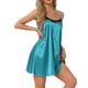 thumbnail image 4 of Noche de inspiración para mujeres, camisón de lencería con encaje, vestido de dormir de satén sedoso, babydoll, cami, pijama corto, color verde, 4 of 6