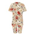 thumbnail image 2 of Blusas para las Mujeres Casual Impreso Cuello en V Manga Corta Blusa Pantalones Cortos, Conjuntos de Ropa para las Mujeres, 2 of 5