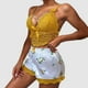 thumbnail image 1 of MKLEKYY Conjunto De Pantalones Cortos De Mezclilla Para Mujer, Sexy, Con Tirantes De Encaje Y Sujetador De Cadena, 1 of 4
