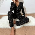 thumbnail image 4 of Women's Long Sleeve Long Pants Pajama Set - Outdoor Wear Suitable Loungewear - Black Size L, 4 of 5