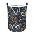 thumbnail image 1 of Balery Nautical Cesta de ropa redonda con asas, impermeable, independiente, para ropa, juguetes, dormitorio y familia-Small, 1 of 6