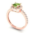 thumbnail image 2 of Halo Engagement Ring for Women - 0.89ct Natural Peridot in 18K Rose Gold Promise Ring, 2 of 6