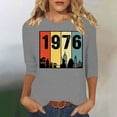 thumbnail image 3 of Craaazy Women's 1976 Casual Letter Printed 50th Birthday 3/4 Sleeve T-shirts Gifts, 3 of 4