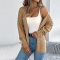 thumbnail image 3 of Scyoekwg Cardigan Sweaters for Women Fall Fashion Hollow Out Crochet Knit Open Front Cardigans Winter Loose Long Sleeve Sweater Coat (Khaki,XL), 3 of 5
