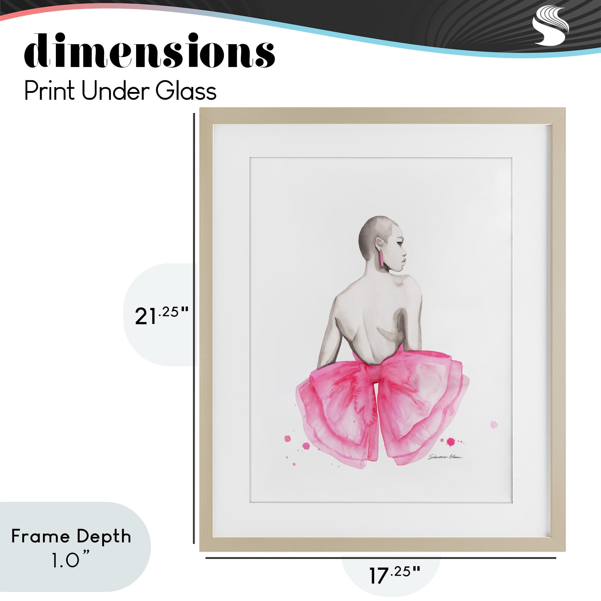 Stupell Industries Pink Bow Portrait From Behind Birch Framed Print Under Glass, design by Simone Elum