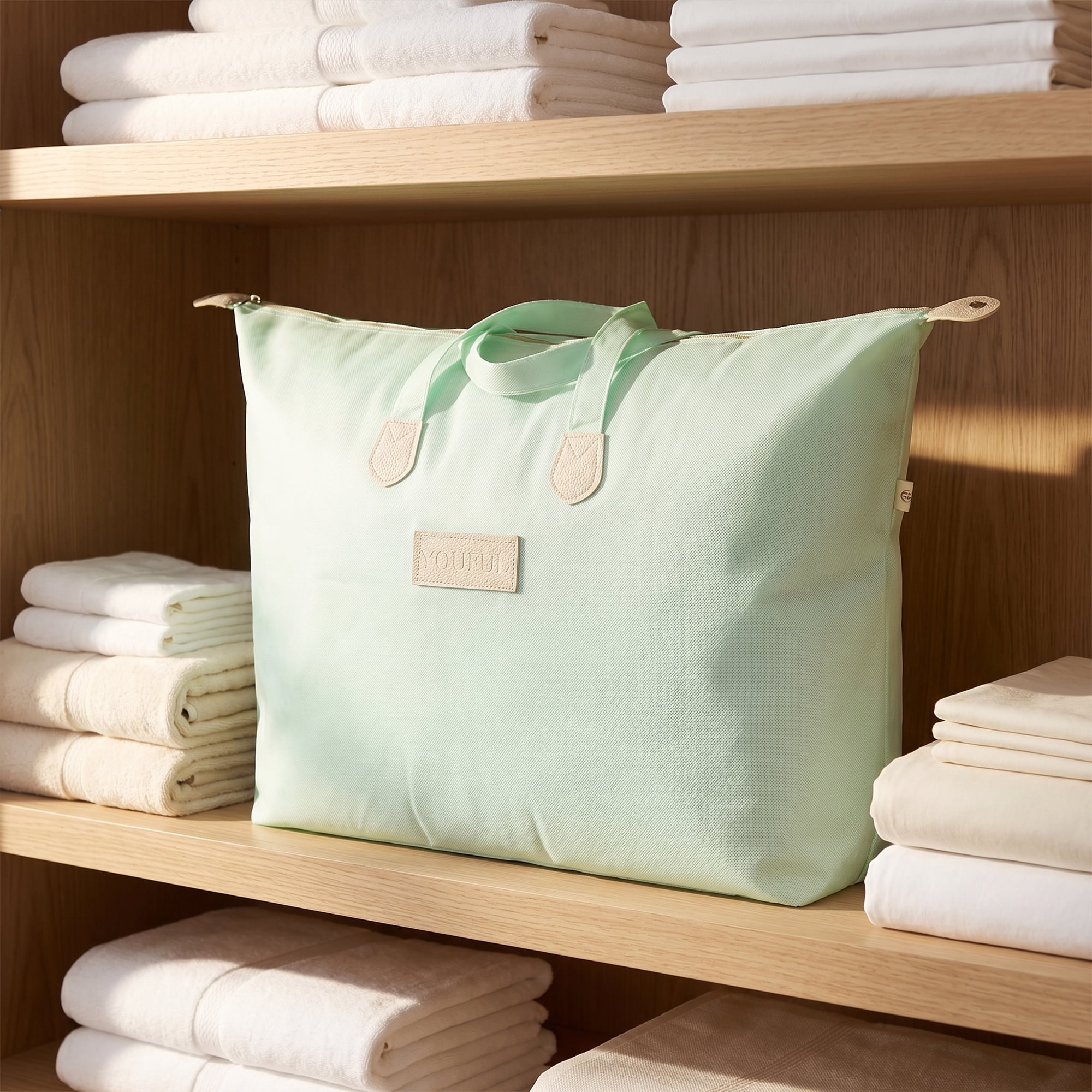 Unique Bargains Foldable Storage Bag for ClothesOrganizing Bedroom Green 31.5"x10.6"x22"