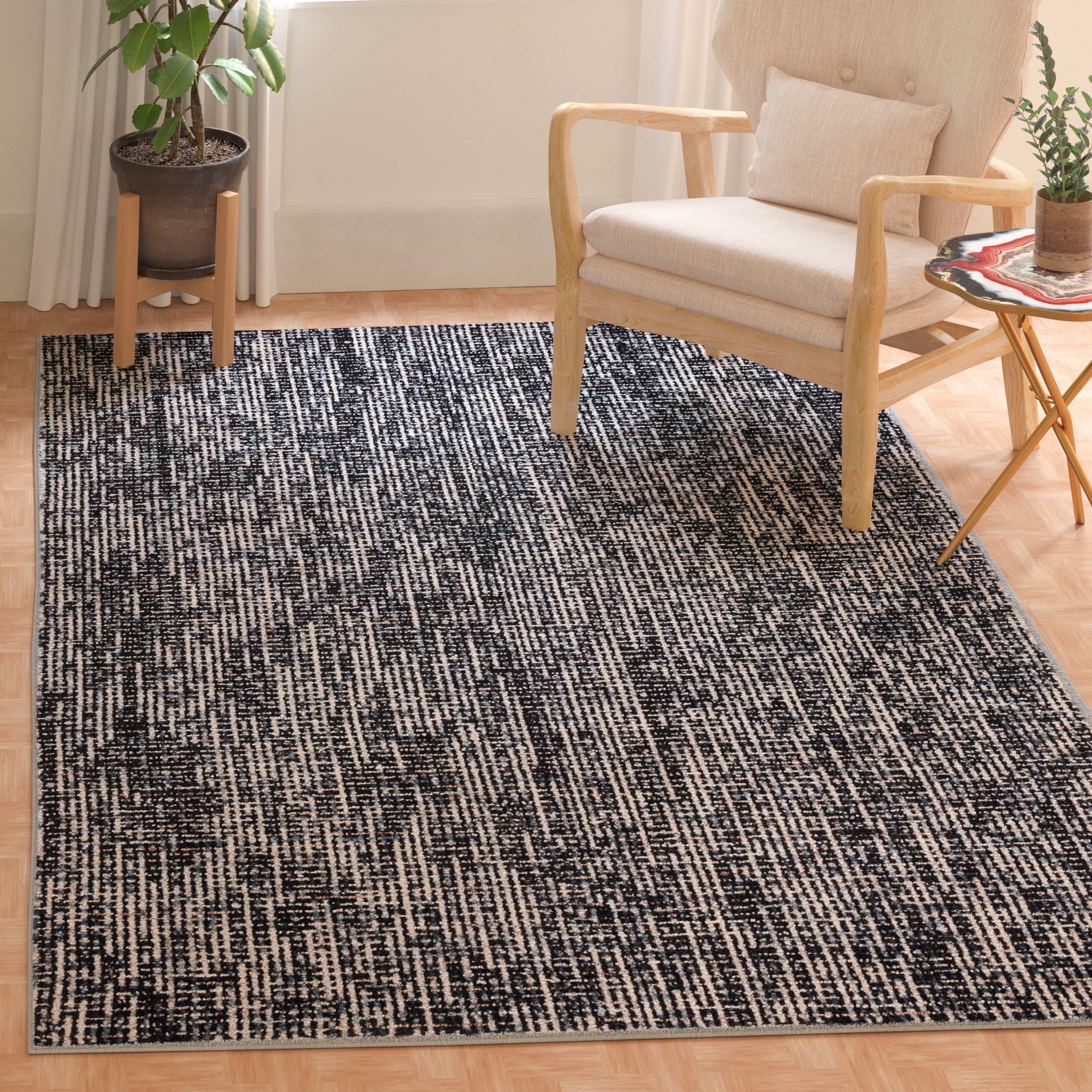 Safavieh Abstract Delia Distressed Wool Area Rug, Black/Gray, 3' x 5'