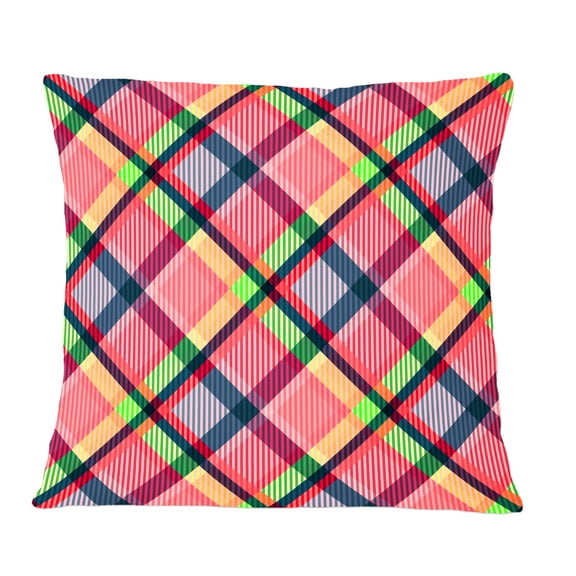 Designart Tartan Geometrical Texture I ' Mid-Century Modern Throw Pillow - 12x20