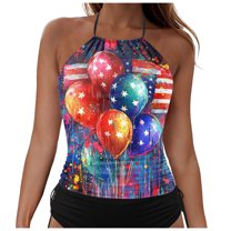 Ramiter Women No Bottom Modest Swimwear Tops Tankini Top Only Push Up Swimsuits Tummy Control Bathing Suit Sky Blue,M