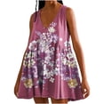 thumbnail image 2 of Robes pour Femmes, Mode Femme Été Décontractée Ample Imprimée Sans Manches Robe à Col en V, 2 of 5