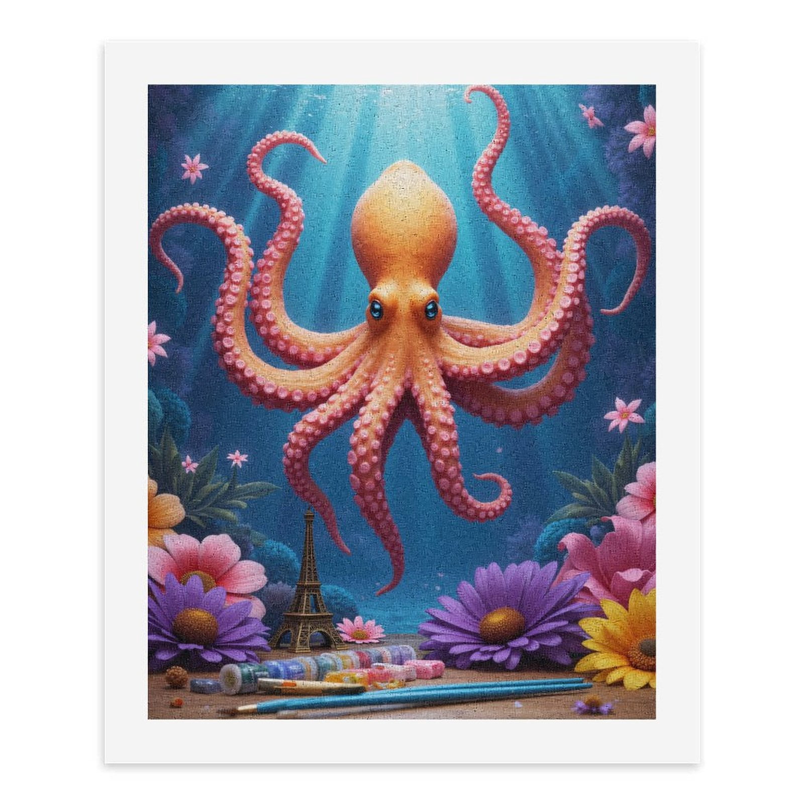 Paint By Numbers Kit for Adults Beginner - Octopus Art Supplies Flowers Eiffel DIY Canvas Painting Kits for Adults, Frameless Paint By Number for Adults for Home Wall Decor 16x20 Inch