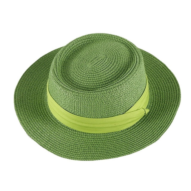 Sombrero de 56-58cm de circunferencia para mujer, Sombrero de Paja de verano, correas, sombrero de copa, sombrilla, sombrero para el sol