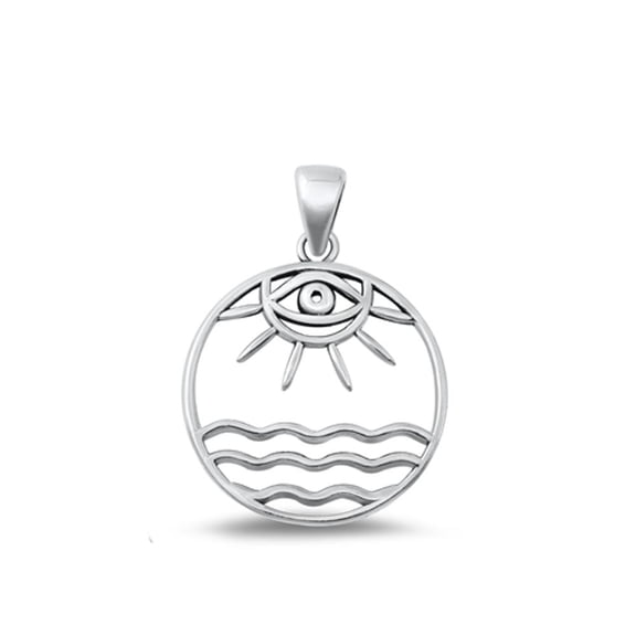 Sterling Silver Evil Eye Sun Sea Pendant High Polished Charm .925 New Jewelry Female Unisex