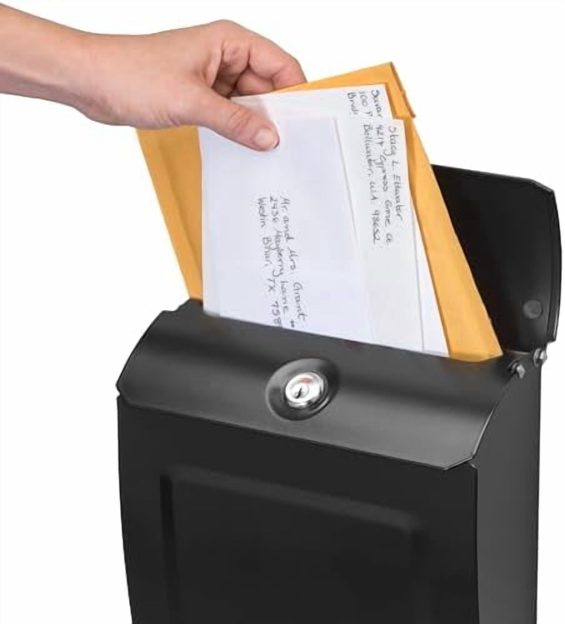 Aspen™ Locking, Vertical Wall-Mounted Mailbox for Outside, Modern Metal Galvanized Steel Small Mail Box with Lock and Key Drop Box, Black