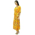 thumbnail image 2 of Bimba Women Mid Calf Cotton Kaftan Maxi Coverup Blue Kimono Sleeve Caftan, 2 of 9