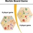 thumbnail image 4 of CYFW Marble Game Board Double Sided Painted Wooden Fast Track Board Game for 6 and 4 Players 6 Colors 24 Marbles 6 Dice for Family Friends, 4 of 10