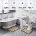 thumbnail image 5 of Black Brown Retro Greek Key Bath Mat 3 Piece Bathroom Rug Set, Geometric Greece Ancient Rustic Non Slip Bath Rug Contour Mat and Toilet Lid Cover, Absorbent Shower Mats Soft Bath Rugs and Mats Sets, 5 of 8