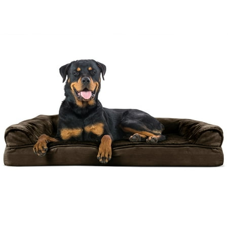 UPC: 0842229100198 | FurHaven Pet Products Plush & Suede Orthopedic Sofa-Style Pet Bed for Dogs & Cats – Espresso Jumbo