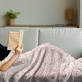 thumbnail image 3 of Oriental Soft Flannel Fleece Throw Blanket, Monochrome Design Repeating Pattern with Floral Hexagonal Lace Grids Motif, Cozy Plush for Indoor and Outdoor Use, 70" x 90", Blush White, by Ambesonne, 3 of 5