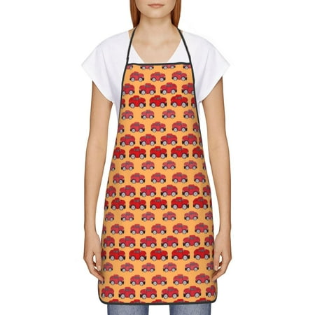 

Goofa Bib Apron Unisex Aprons Adjustable Waterdrop Resistant Cooking Kitchen Apron for Chef Red Cars Pattern Apron Bulk