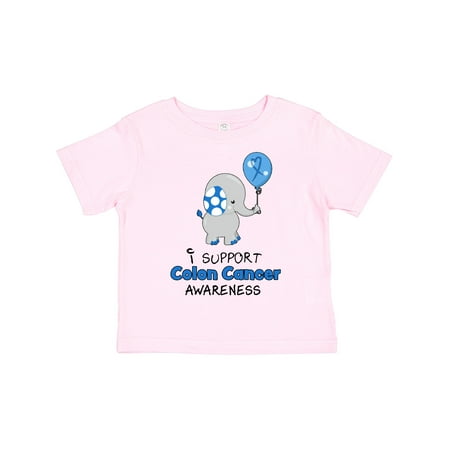 

Inktastic I Support Colon Cancer Awareness Elephant with Balloon Gift Toddler Boy or Toddler Girl T-Shirt