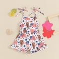 thumbnail image 4 of Okbabeha Girls 4th Of July Outfit Toddler Jumpsuit Shorts Star Print Sleeveless Rompers Playsuit + Belt Summer Cothes, 4 of 7
