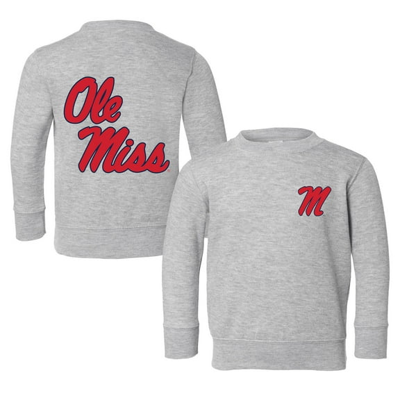 Toddler Chad & Jake Heather Gray Ole Miss Rebels Logo Pullover Sweatshirt