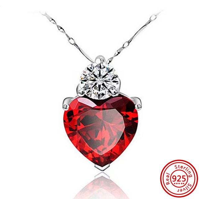 925 Sterling Silver Red Shining Heart Zircon Pendant DIY Fashion Bead Fit Original Pandora Charm Bracelet For Woman Fine Jewelry