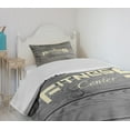thumbnail image 4 of Ambesonne Fitness Quilted Bedspread Set 2 Pcs, Club Wood Planks, Twin Size, Pale Yellow Black Grey, 4 of 6
