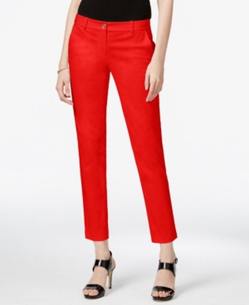 Michael Kors - Michael Kors NEW Red Womens Size 4 Button Closure Miranda Skinny Pants - Walmart