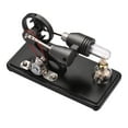 thumbnail image 3 of Hot Air Stirling Engine Electricity Generator Motor Model with LED Light Dollar Flywheel Design Science Experiment with Beech Base DIY Education Toy for Teacher Adults Kids School Office Dec, 3 of 7