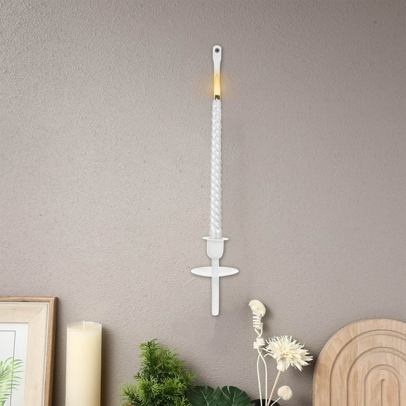 WEUVEB Iron Art Candle Sconces White Metal Wall Holder Home Decor 2Pcs