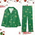 thumbnail image 2 of mgoYE Christmas Pajamas for Family Silk Satin Button Sleepwear Long Sleeve Nightwear 2 Pcs Comfy Loungewear Set, 2 of 6