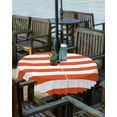 thumbnail image 2 of Outdoor Tablecloth Orange and White Stripes Round Patio Tablecloths 60 Inch, Waterproof Table Cloths with Umbrella Hole and Zipper, Striped Simple Summer Table Cover for Outdoor Tables Garden, 2 of 6