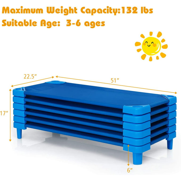 Leinuosen Stackable Daycare Cots for Kids, 47 L x 22 W Portable Toddler  Nap Cot for Sleeping, Portable Bed for Preschool Classroom Furniture Ready