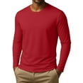 thumbnail image 4 of Dresfit Big and Tall Shirts for Men Solid Color Thermal Tops 2025 Basic Crew Neck Long Sleeve Athletic Tshirts Fall Slim Fit Oversized Lightweight Pullover Tops Red 2XL, 4 of 7
