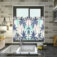 thumbnail image 4 of Yayeee Kitchen Curtains Tier Pair Light Filtering 27"x24" Rod Pocket Short Cafe Window Panel, Pink Green Palm Pattern, 4 of 7