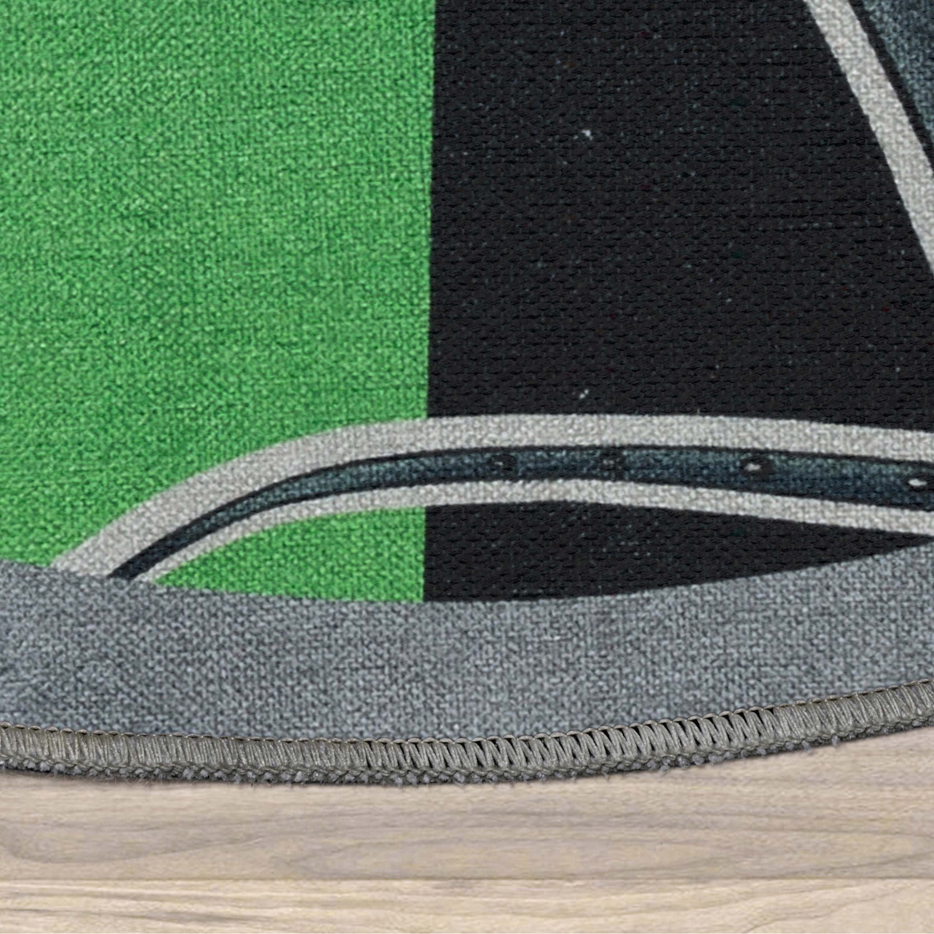 Well Woven Miraculous Ladybug Cat Noir Green 6'7" Round Rug