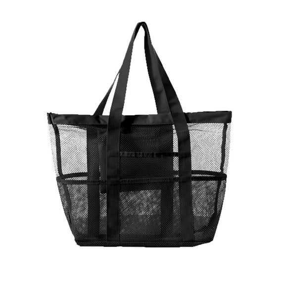 SLYNSHome Mesh Travel Storage Bag Large Capacity Water Draining Partition Outdoor Beach Handbag - Black
