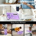 thumbnail image 3 of Dteck for Samsung Galaxy S24 Plus Case with Rotating Magnetic Stand, Compatible with MagSafe, Military-Grade Drop Protection Frosted Translucent Phone Cover for Samsung Galaxy S24+, Purple, 3 of 6