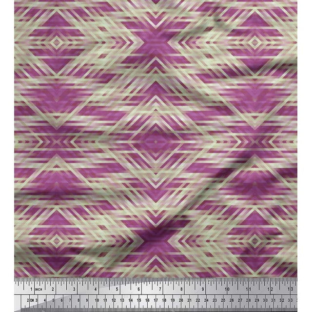 Soimoi Poly Georgette Fabric Stripe & Argyle Check Fabric Prints by Yard 42 Inch Wide